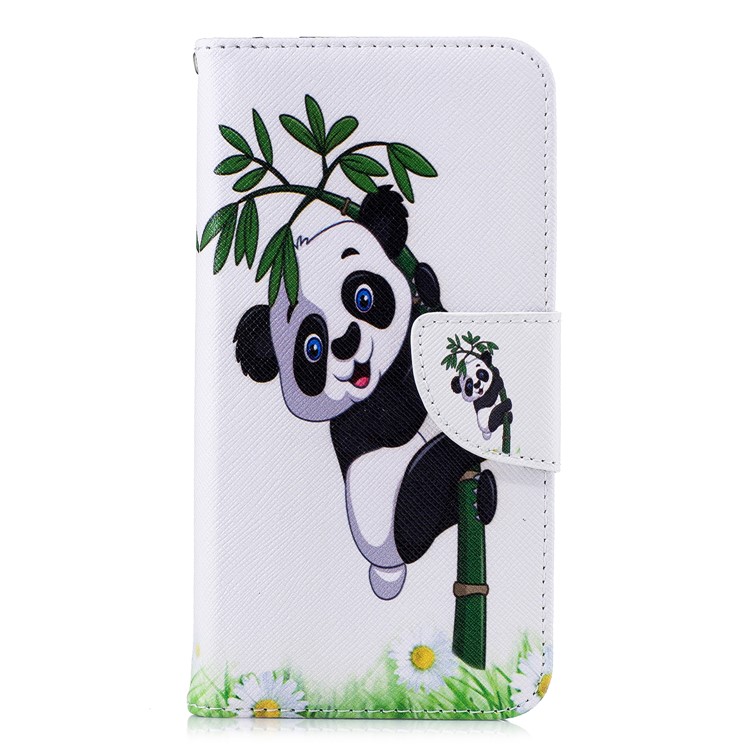 Patterned Wallet Stand Leather Mobile Cover for Xiaomi Mi A2 Lite / Redmi 6 Pro - Panda on Bamboo-2
