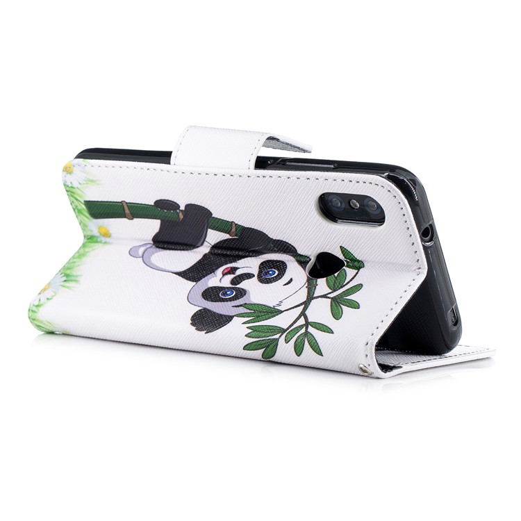 Patterned Wallet Stand Leather Mobile Cover for Xiaomi Mi A2 Lite / Redmi 6 Pro - Panda on Bamboo-4