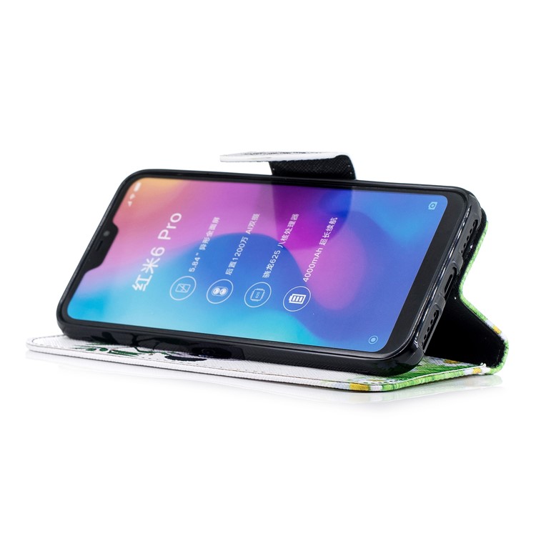 Patterned Wallet Stand Leather Mobile Cover for Xiaomi Mi A2 Lite / Redmi 6 Pro - Panda on Bamboo-5