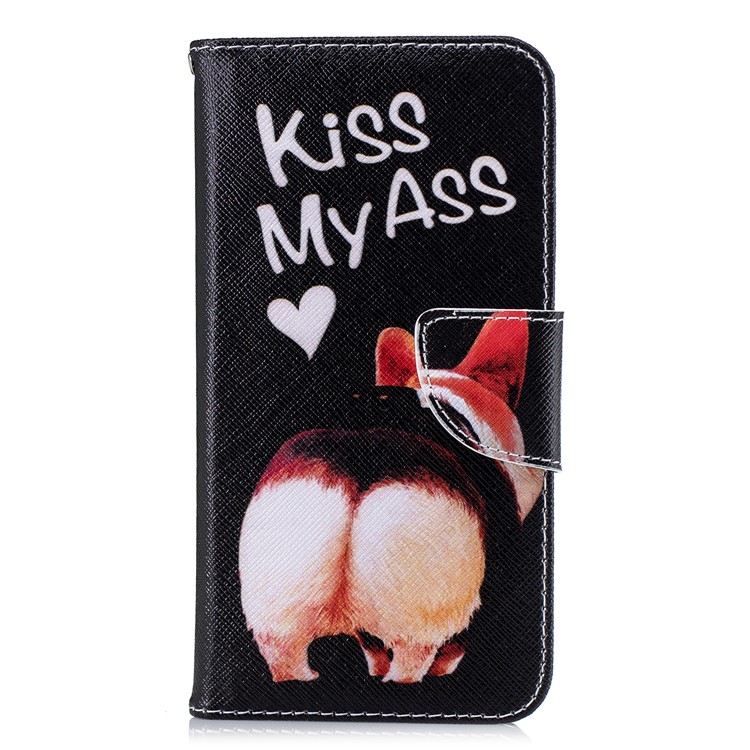 Pattern Printing Leather Wallet Case Accessory for Xiaomi Mi A2 Lite / Redmi 6 Pro - Kiss My Ass-2