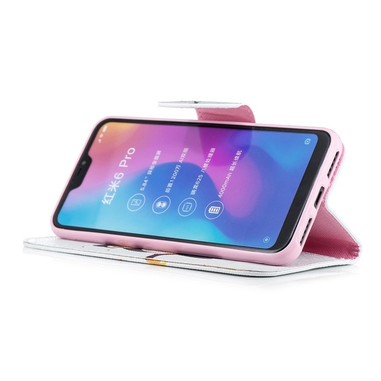 Patterned PU Leather Wallet Protection Case for Xiaomi Mi A2 Lite / Redmi 6 Pro - Owl on Branch-5