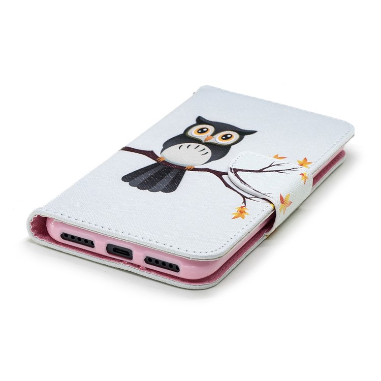 Patterned PU Leather Wallet Protection Case for Xiaomi Mi A2 Lite / Redmi 6 Pro - Owl on Branch-6