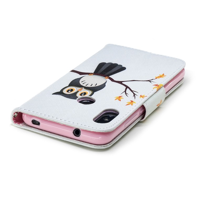 Patterned PU Leather Wallet Protection Case for Xiaomi Mi A2 Lite / Redmi 6 Pro - Owl on Branch-7