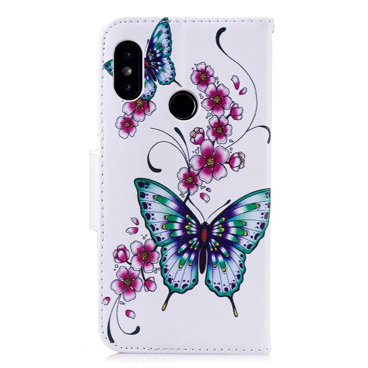 Pattern Printing Leather Wallet Phone Shell for Xiaomi Mi A2 Lite / Redmi 6 Pro - Butterfly and Flower-3