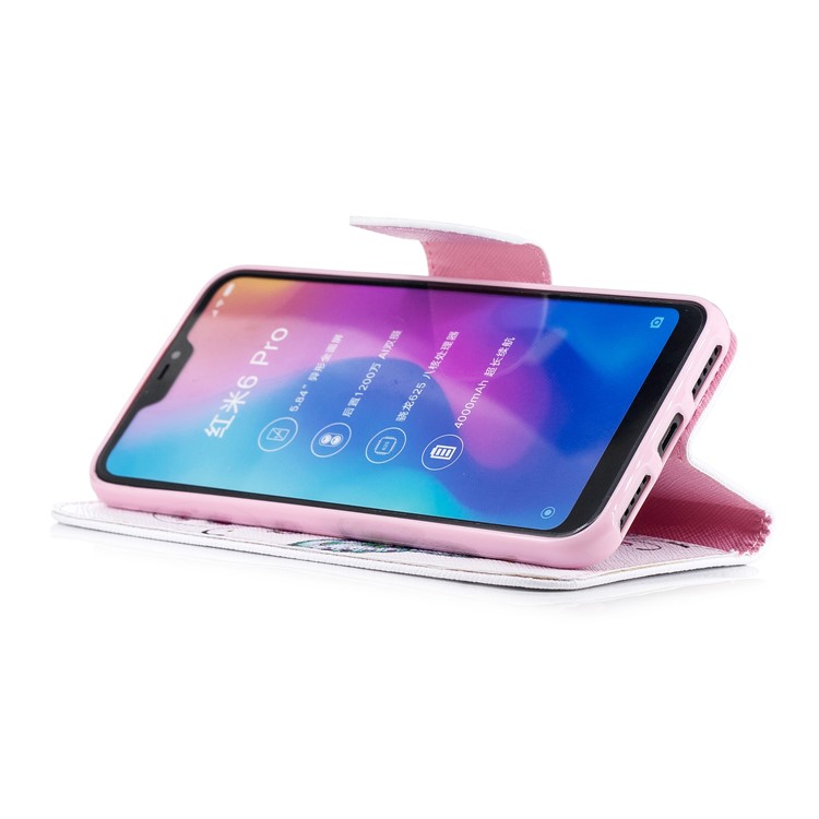 Pattern Printing Leather Wallet Phone Shell for Xiaomi Mi A2 Lite / Redmi 6 Pro - Butterfly and Flower-5