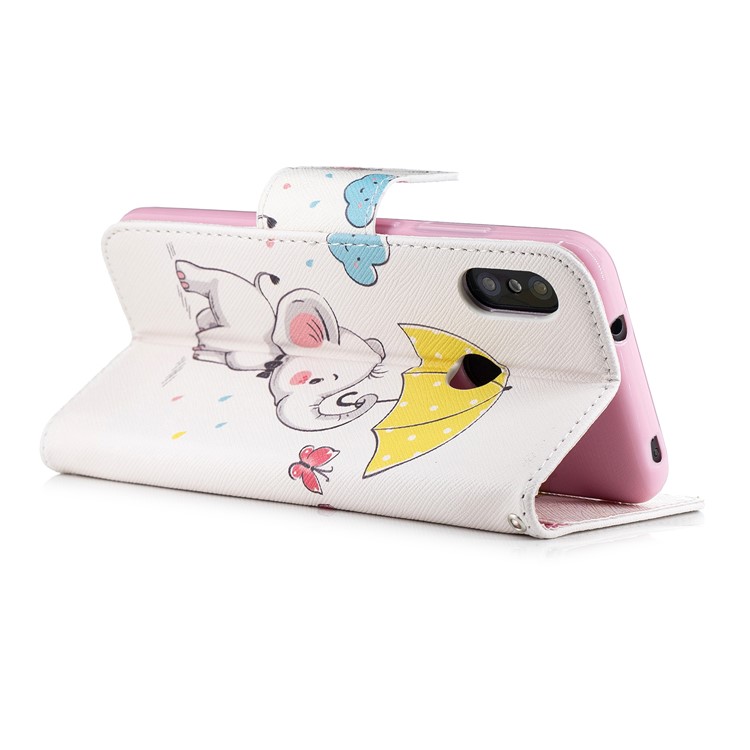 Pattern Printing Leather Wallet Case for Xiaomi Mi A2 Lite / Redmi 6 Pro - Elephant Holding an Umbrella-4
