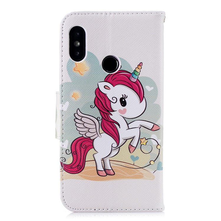 Pattern Printing Leather Wallet Cover for Xiaomi Mi A2 Lite / Redmi 6 Pro - Unicorn Pattern-3