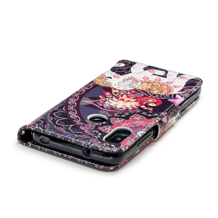 Pattern Printing Leather Wallet Shell for Xiaomi Mi A2 Lite / Redmi 6 Pro - Flower and Elephant-7