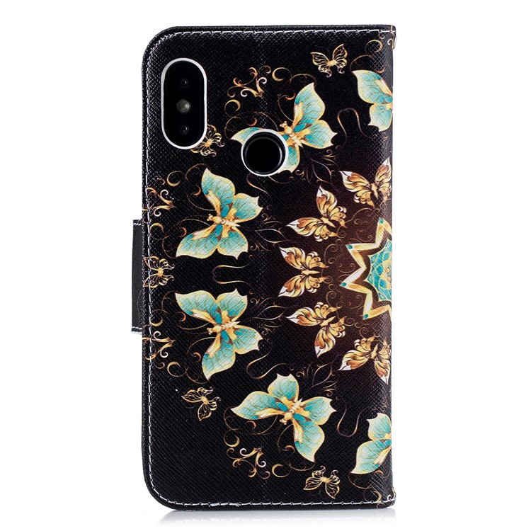 Pattern Printing Leather Wallet Phone Case for Xiaomi Mi A2 Lite / Redmi 6 Pro - Colorized Butterfly-3