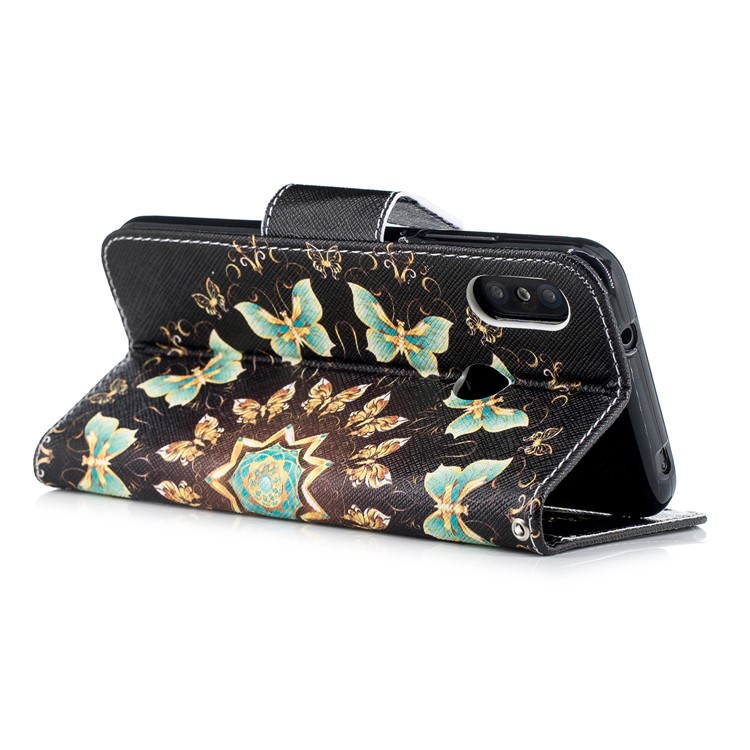 Pattern Printing Leather Wallet Phone Case for Xiaomi Mi A2 Lite / Redmi 6 Pro - Colorized Butterfly-4