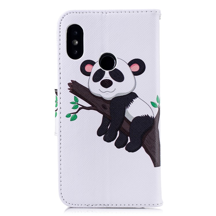Pattern Printing Wallet Leather Stand Cover for Xiaomi Mi A2 Lite / Redmi 6 Pro - Panda Climbing Tree-3