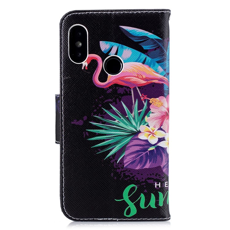 Pattern Printing Mobile Phone Leather Wallet Case for Xiaomi Mi A2 Lite / Redmi 6 Pro - Crane and Flowers-3
