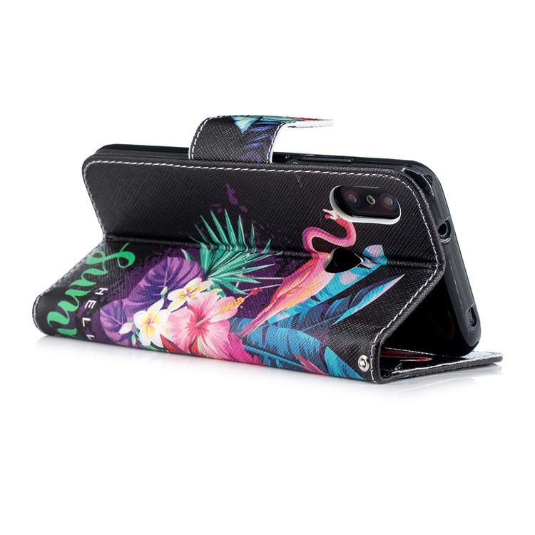 Pattern Printing Mobile Phone Leather Wallet Case for Xiaomi Mi A2 Lite / Redmi 6 Pro - Crane and Flowers-4