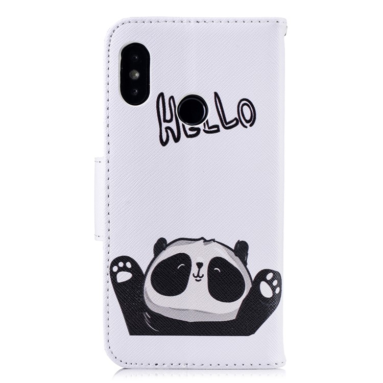Pattern Printing Cell Phone Leather Wallet Case for Xiaomi Mi A2 Lite / Redmi 6 Pro - Cute Panda-3
