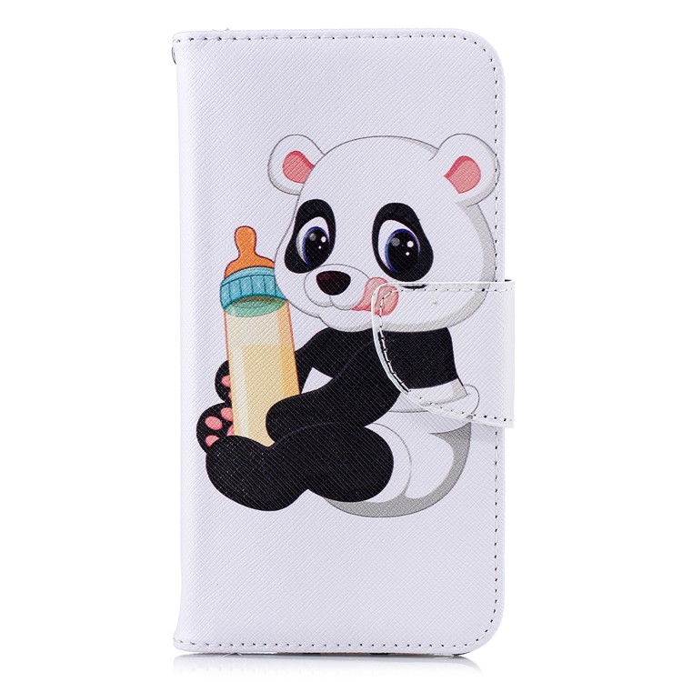 Pattern Printing Stand Leather Wallet Case for Xiaomi Mi A2 Lite / Redmi 6 Pro - Panda Holding a Bottle-2