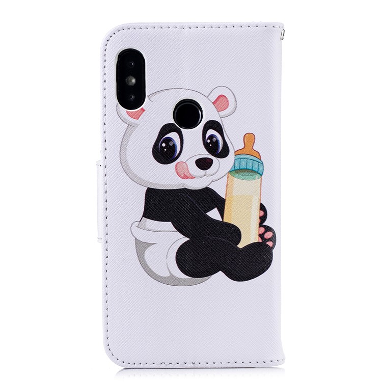 Pattern Printing Stand Leather Wallet Case for Xiaomi Mi A2 Lite / Redmi 6 Pro - Panda Holding a Bottle-3
