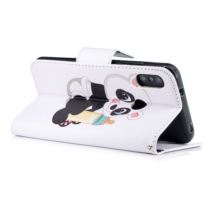 Pattern Printing Stand Leather Wallet Case for Xiaomi Mi A2 Lite / Redmi 6 Pro - Panda Holding a Bottle-4