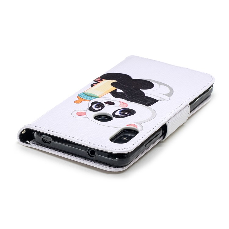 Pattern Printing Stand Leather Wallet Case for Xiaomi Mi A2 Lite / Redmi 6 Pro - Panda Holding a Bottle-7