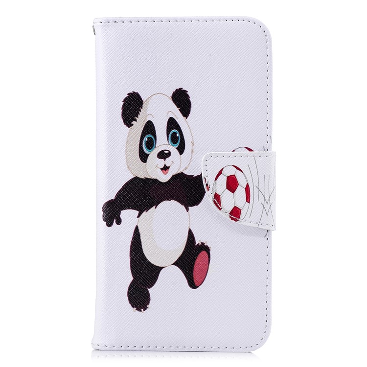 Pattern Printing Leather Wallet Case Phone Shell for Xiaomi Mi A2 Lite / Redmi 6 Pro - Panda Playing Football-2