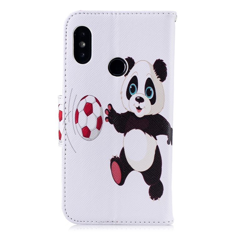 Pattern Printing Leather Wallet Case Phone Shell for Xiaomi Mi A2 Lite / Redmi 6 Pro - Panda Playing Football-3