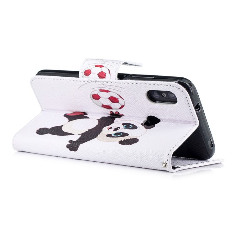 Pattern Printing Leather Wallet Case Phone Shell for Xiaomi Mi A2 Lite / Redmi 6 Pro - Panda Playing Football-4