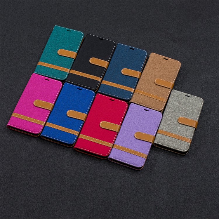 Assorted Color Jeans Cloth Wallet Stand Leather Case for Xiaomi Mi A2 Lite / Redmi 6 Pro - Black-11