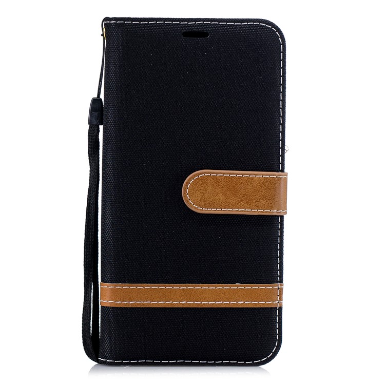 Assorted Color Jeans Cloth Wallet Stand Leather Case for Xiaomi Mi A2 Lite / Redmi 6 Pro - Black-2