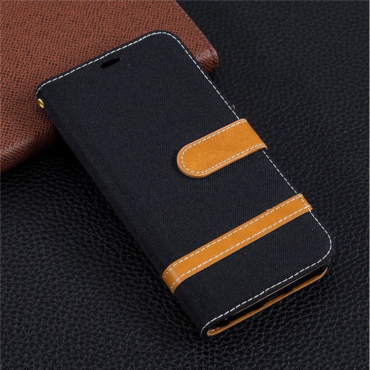 Assorted Color Jeans Cloth Wallet Stand Leather Case for Xiaomi Mi A2 Lite / Redmi 6 Pro - Black-9