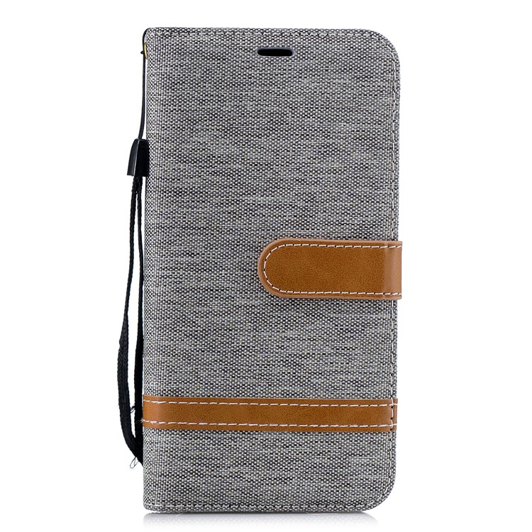 Assorted Color Jeans Cloth Wallet Stand Leather Cover for Xiaomi Mi A2 Lite / Redmi 6 Pro - Grey-2