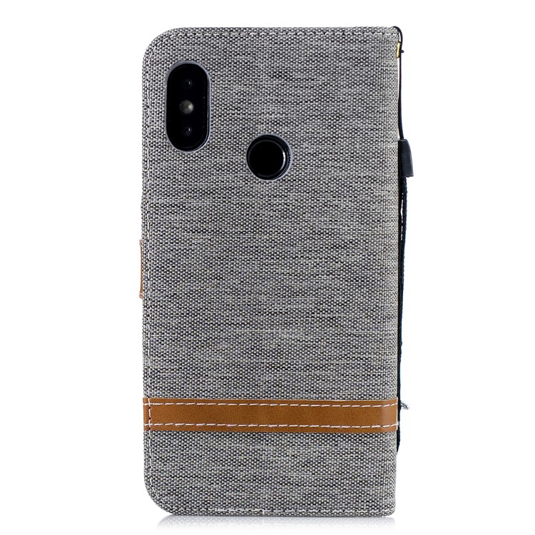Assorted Color Jeans Cloth Wallet Stand Leather Cover for Xiaomi Mi A2 Lite / Redmi 6 Pro - Grey-3