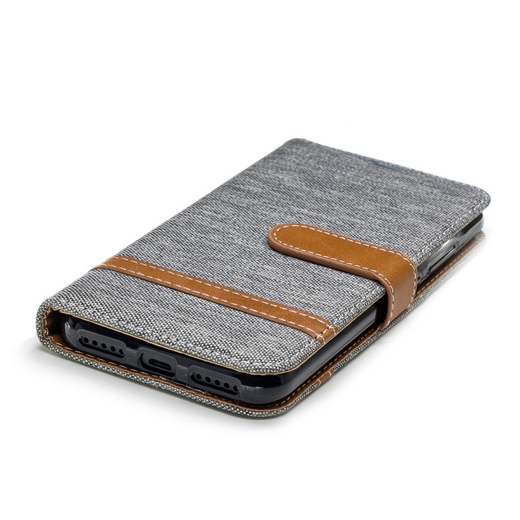 Assorted Color Jeans Cloth Wallet Stand Leather Cover for Xiaomi Mi A2 Lite / Redmi 6 Pro - Grey-6