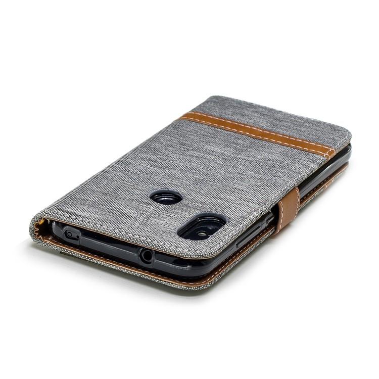 Assorted Color Jeans Cloth Wallet Stand Leather Cover for Xiaomi Mi A2 Lite / Redmi 6 Pro - Grey-7