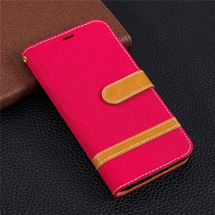 Assorted Color Jeans Cloth Wallet Leather Stand Case for Xiaomi Mi A2 Lite / Redmi 6 Pro - Red-9