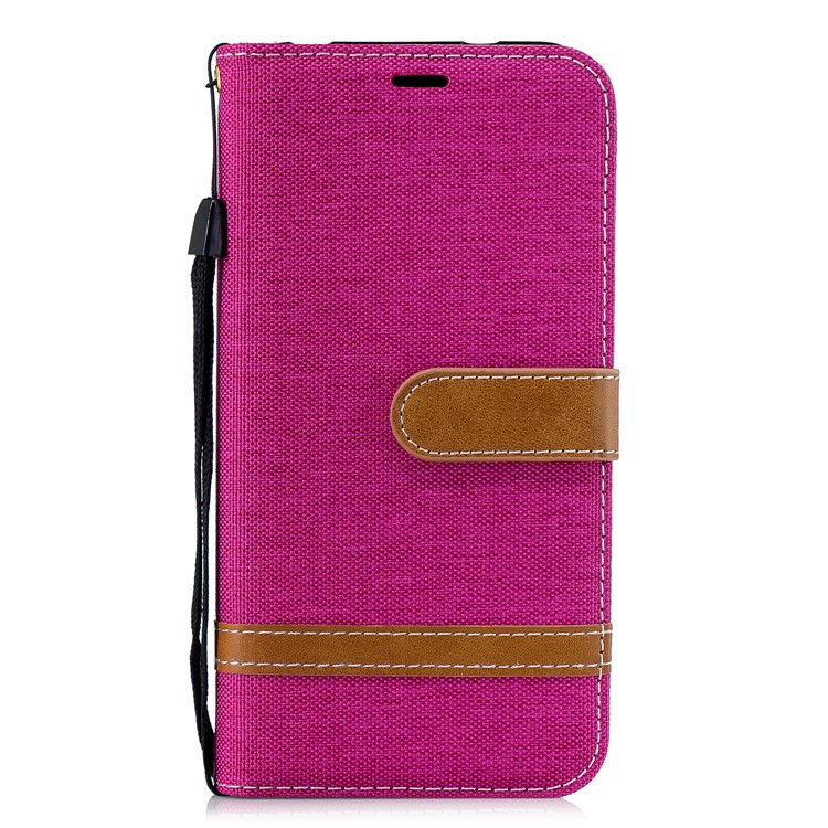 Assorted Color Jeans Cloth Wallet Leather Stand Cover for Xiaomi Mi A2 Lite / Redmi 6 Pro - Rose-2