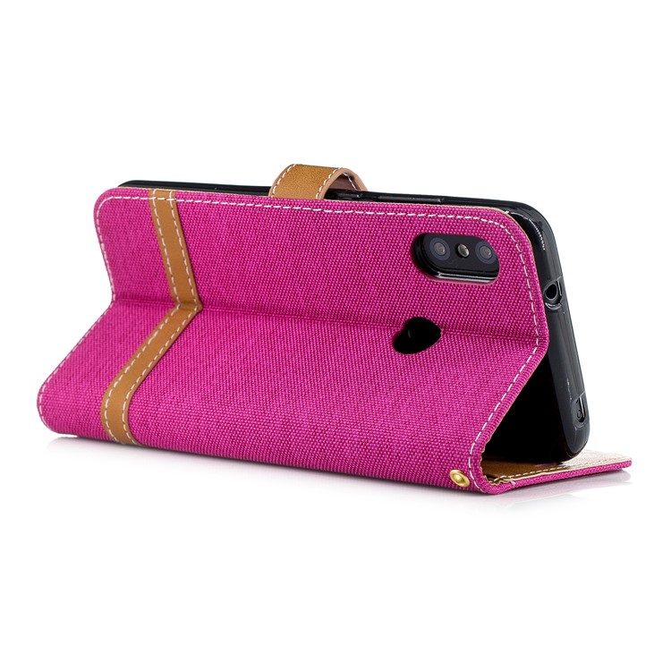 Assorted Color Jeans Cloth Wallet Leather Stand Cover for Xiaomi Mi A2 Lite / Redmi 6 Pro - Rose-4