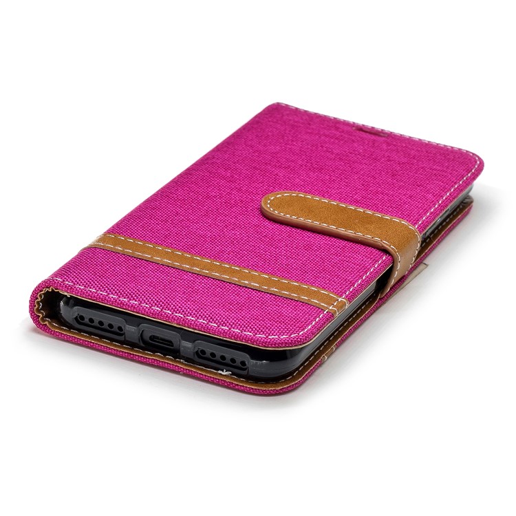 Assorted Color Jeans Cloth Wallet Leather Stand Cover for Xiaomi Mi A2 Lite / Redmi 6 Pro - Rose-6