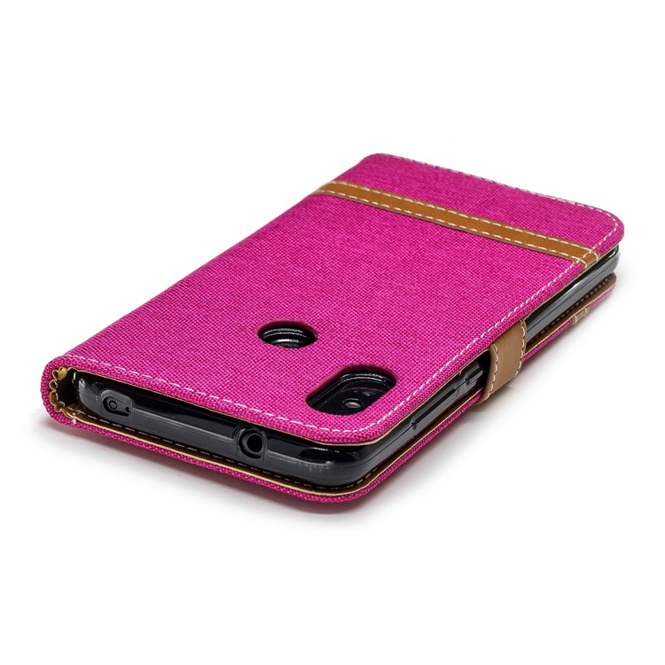 Assorted Color Jeans Cloth Wallet Leather Stand Cover for Xiaomi Mi A2 Lite / Redmi 6 Pro - Rose-7