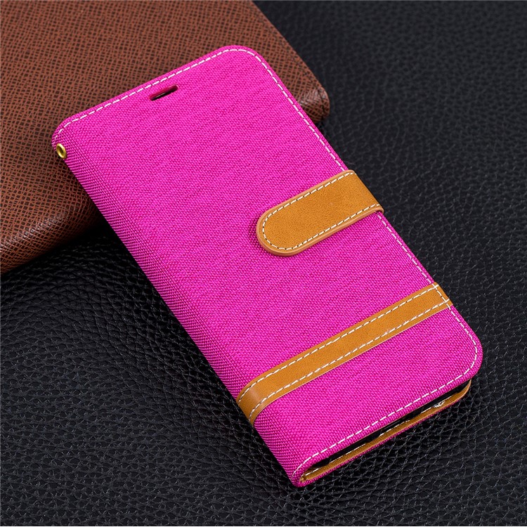 Assorted Color Jeans Cloth Wallet Leather Stand Cover for Xiaomi Mi A2 Lite / Redmi 6 Pro - Rose-9