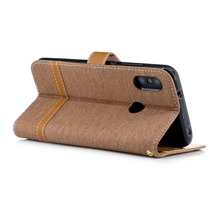 Assorted Color Jeans Cloth Leather Stand Case with Card Slots for Xiaomi Mi A2 Lite / Redmi 6 Pro - Khaki-4