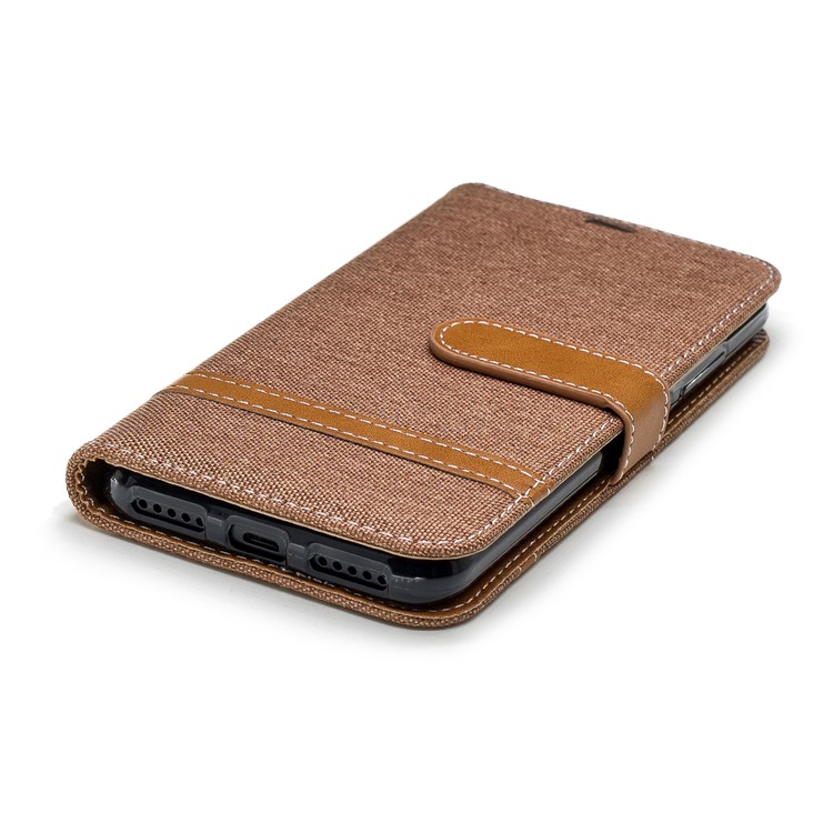 Assorted Color Jeans Cloth Leather Stand Case with Card Slots for Xiaomi Mi A2 Lite / Redmi 6 Pro - Khaki-6