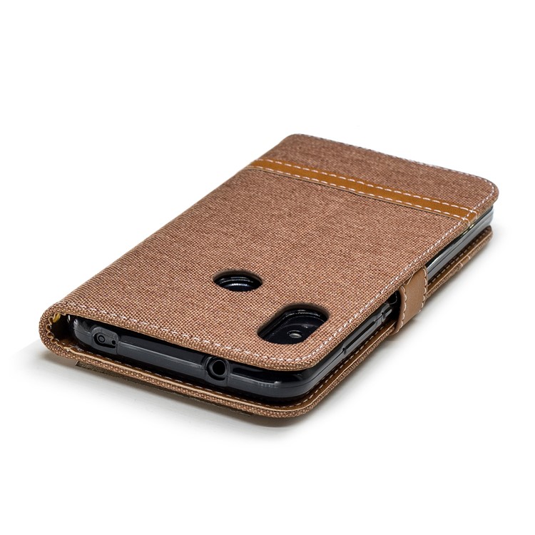 Assorted Color Jeans Cloth Leather Stand Case with Card Slots for Xiaomi Mi A2 Lite / Redmi 6 Pro - Khaki-7