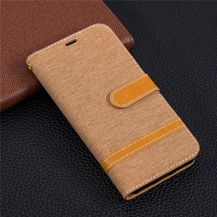 Assorted Color Jeans Cloth Leather Stand Case with Card Slots for Xiaomi Mi A2 Lite / Redmi 6 Pro - Khaki-9