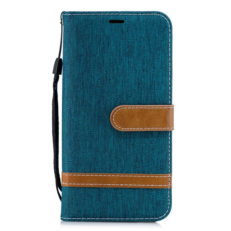 Calças De Brim De Cor Sortida Pano Couro Stand Capa Com Slots De Cartão Para Xiaomi Mi A2 Lite / Redmi 6 Pro - Verde-2