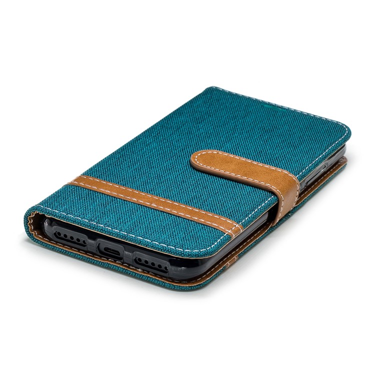 Calças De Brim De Cor Sortida Pano Couro Stand Capa Com Slots De Cartão Para Xiaomi Mi A2 Lite / Redmi 6 Pro - Verde-6