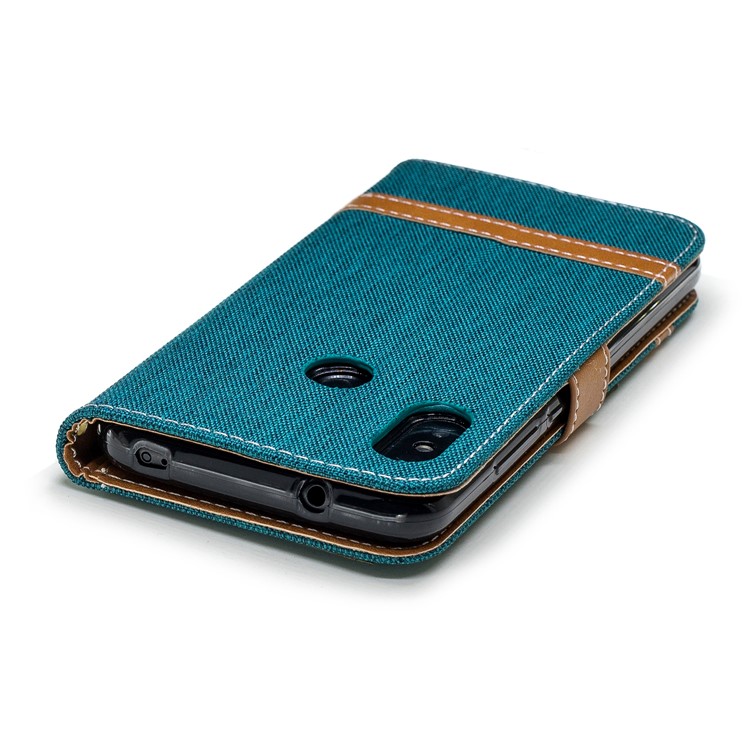 Calças De Brim De Cor Sortida Pano Couro Stand Capa Com Slots De Cartão Para Xiaomi Mi A2 Lite / Redmi 6 Pro - Verde-7