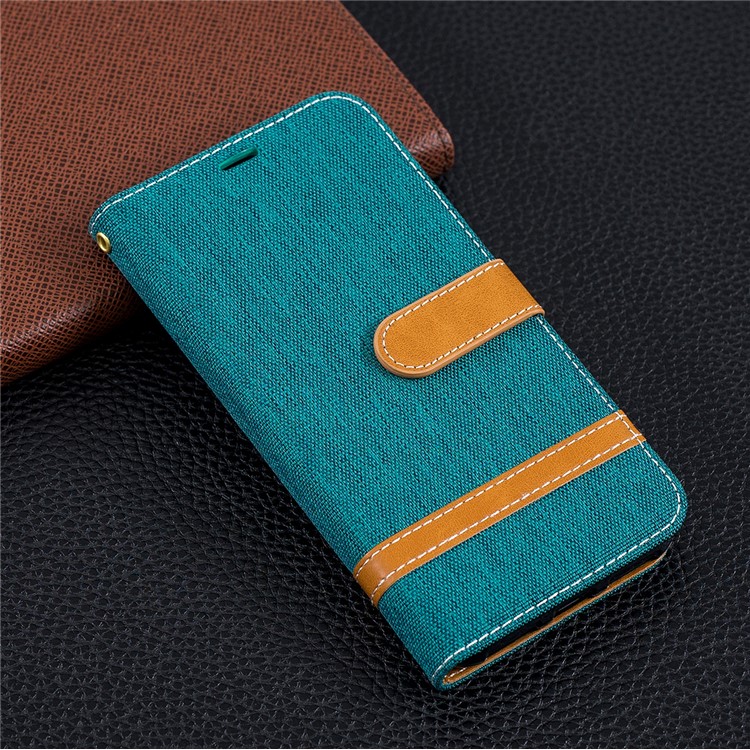 Calças De Brim De Cor Sortida Pano Couro Stand Capa Com Slots De Cartão Para Xiaomi Mi A2 Lite / Redmi 6 Pro - Verde-9