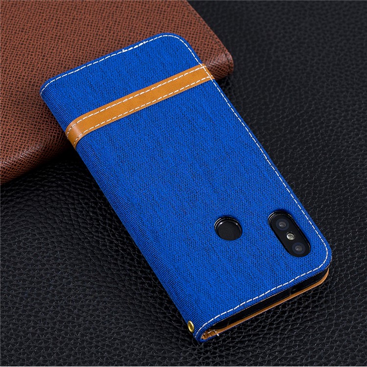 Assorted Color Jeans Cloth Leather Wallet Case for Xiaomi Mi A2 Lite / Redmi 6 Pro - Baby Blue-10