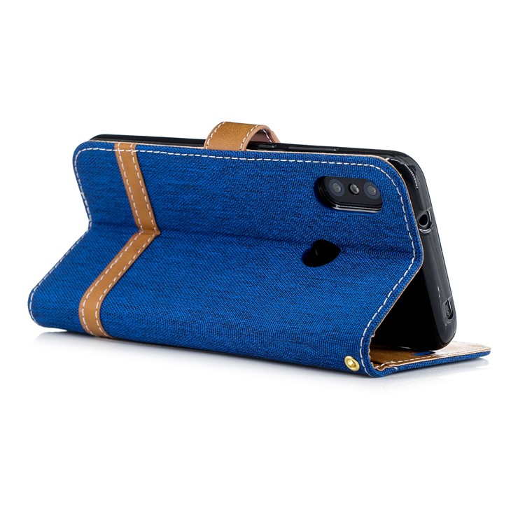 Assorted Color Jeans Cloth Leather Wallet Case for Xiaomi Mi A2 Lite / Redmi 6 Pro - Baby Blue-4