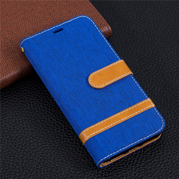 Assorted Color Jeans Cloth Leather Wallet Case for Xiaomi Mi A2 Lite / Redmi 6 Pro - Baby Blue-9