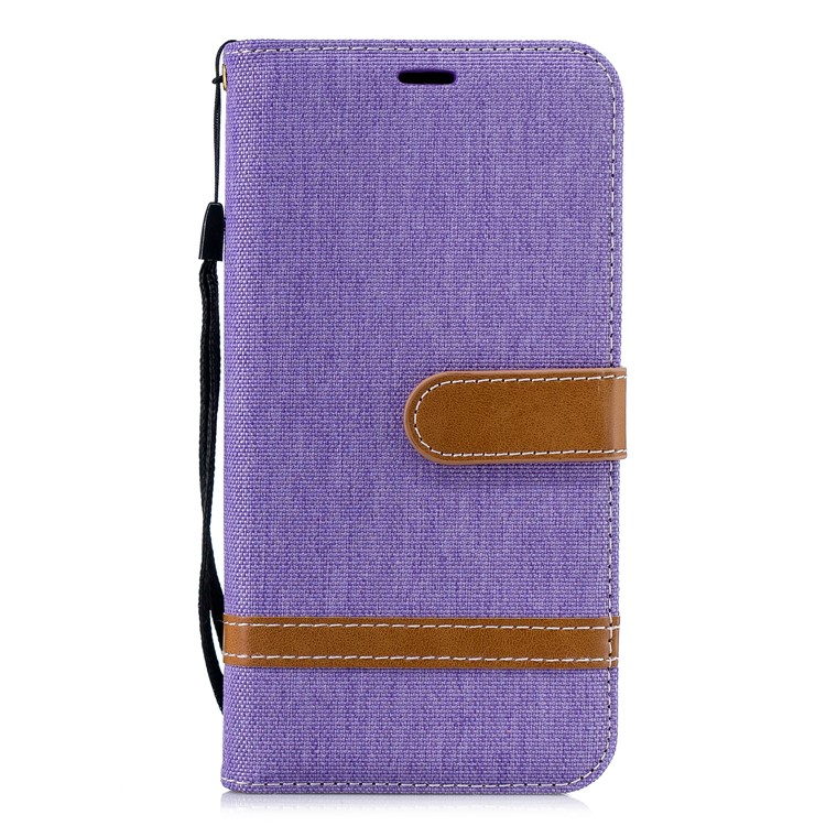 Assorted Color Jeans Cloth Leather Wallet Case Cover for Xiaomi Mi A2 Lite / Redmi 6 Pro - Purple-2